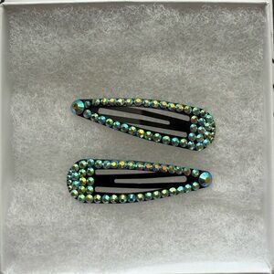 Handmade Iridescent Rhinestone Hair Clips